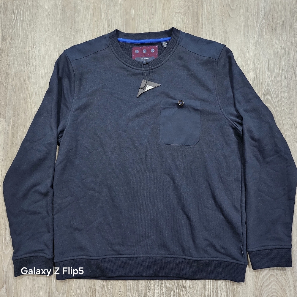 Ted Baker Damlar Blue Crew Neck Long Sleeve Pullover